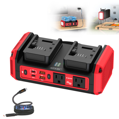 350W Pure Sine Wave Inverter for Milwaukee 18V Battery AC Outlet Camping Station