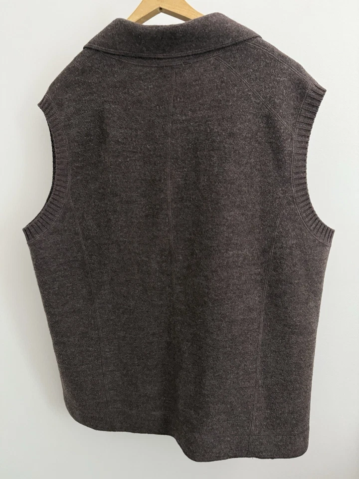 Chaleco Gerry Weber 100% Lana Bolsillo Cuello Botón Marrón EE. UU. 18 Otoño Invierno Informal Foto 4 de 4