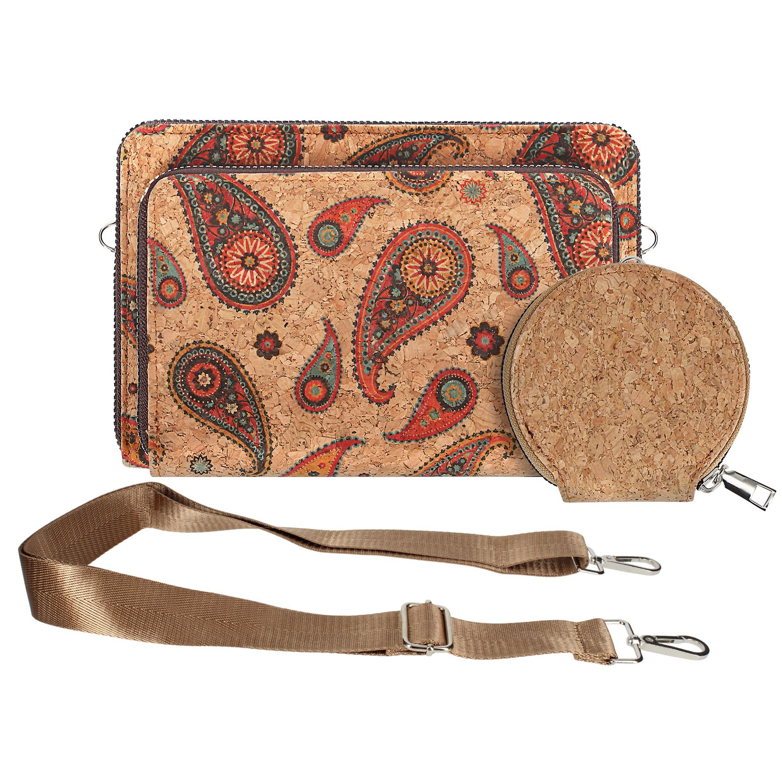 Pochette en liège Avizar avec triple poche zip pour ranger vos essentiels