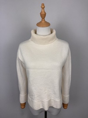 MAX MARA Leisure Pure New Wool White High Neck Italy Sweater Sz S