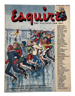 Esquire Magazine February 1946 Varga Foldout All-American Band Jazz w Pinup