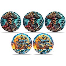 5pcs Pirate Coin  EDC Reminder Coins  Skull Octopus Souvenir Challenge Coins