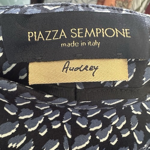 Pantalone Piazza Sempione Audrey Crop Capri blu stampa Italia taglia 44 US 8 - Foto 9 di 10