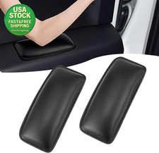 2 PCS Car Arm Rest Pad Leather Memory Foam Center Console Cushion Black