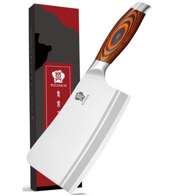 WILDMOK Heavy Duty Chopping Knife 7 Inch Stainless Steel Butcher Knife Chinese K