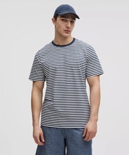 Lululemon Size medium Organic Cotton Classic-Fit T-Shirt, Blue/White Stripe, NWT