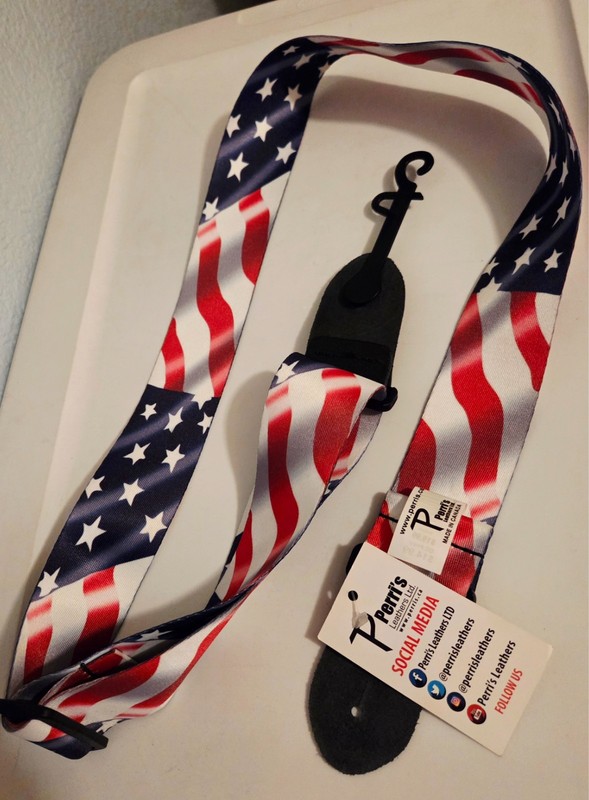 Guitar strap, New, Patriotic red, white, and blue