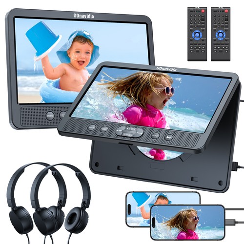 2 x 10.1" Screen Car DVD Player Headrest Pillow Monitor Video USB HDMI w/Headset - Picture 1 of 18
