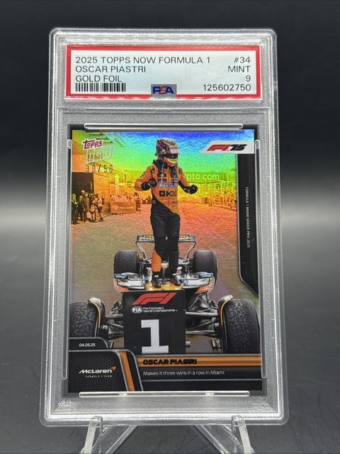 2025 Topps Now Oscar Piastri Formula One F1 #36 Gold /50 PSA 9