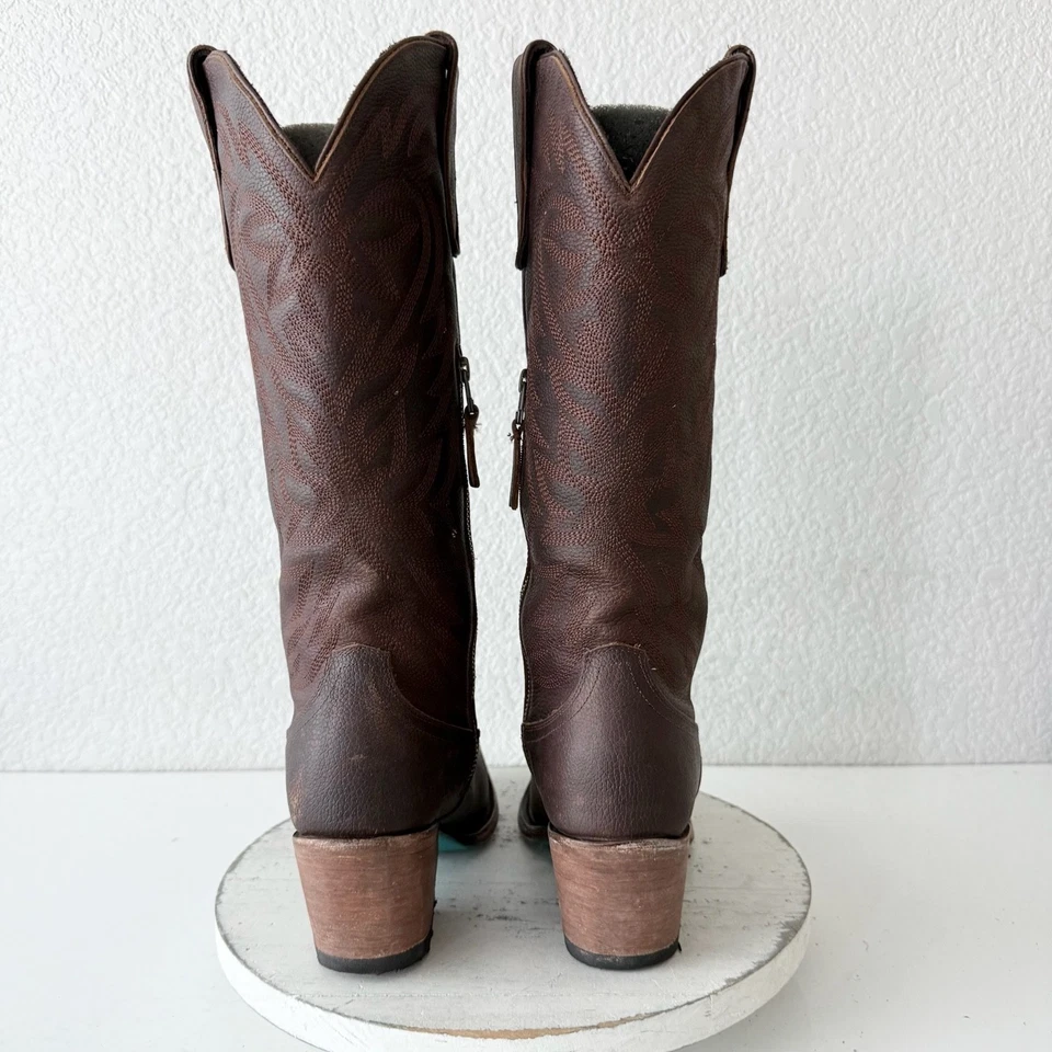 Lane SMOKESHOW Botas de Cowboy Femininas 9.5 Conhaque Marrom Cowgirl Ocidental Meia Panturrilha - Imagem 3 de 4