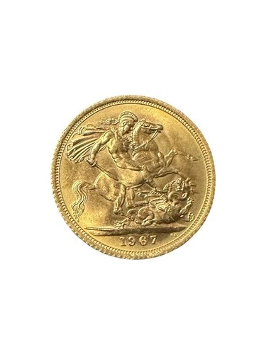 1967 Gold British Sovereign - Elizabeth II Young Head - .2354 oz AGW - BU
