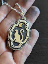 Sterling silver cat pendant necklace - handmade by me