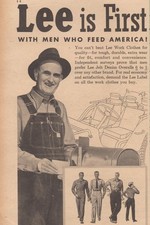 1946 Lee Work Clothes Vintage Print Ad Denim Overalls Farmer Americana Workwear