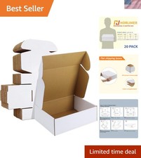12x9x4 inches Shipping Boxes Set of 20, White Corrugated Cardboard Box Litera...