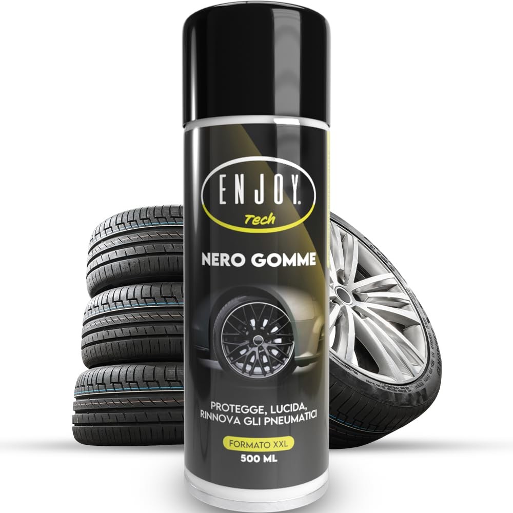 ENJOY TECH Nero Gomme Professionale 500ml - Lucidante e Protettivo Auto