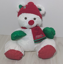 Fisher-Price Christmas Puffalump 1991 teddy bear vintage plush red hat green dot