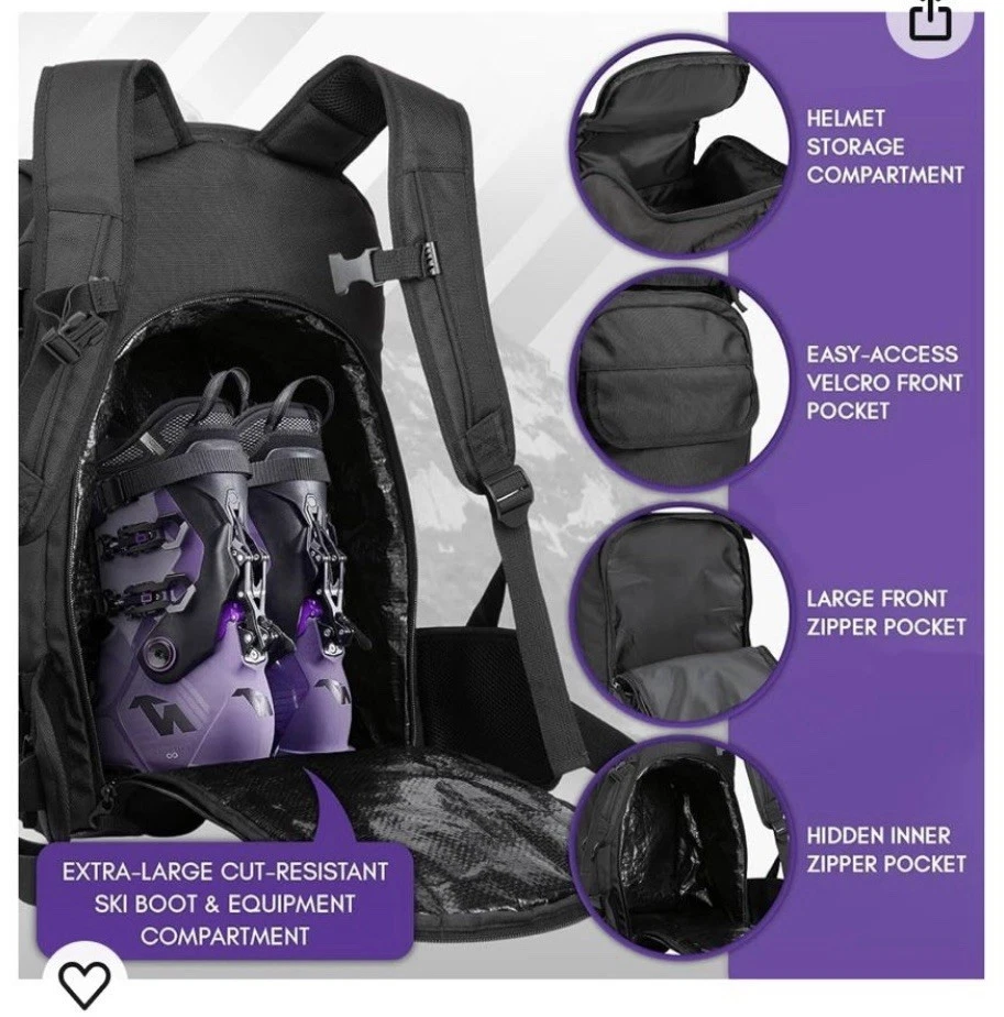 Bolsa de viaje para botas de esquí Mochila acolchada Bolsa de patín para nieve Bolsa impermeable para snowboard Foto 3 de 3