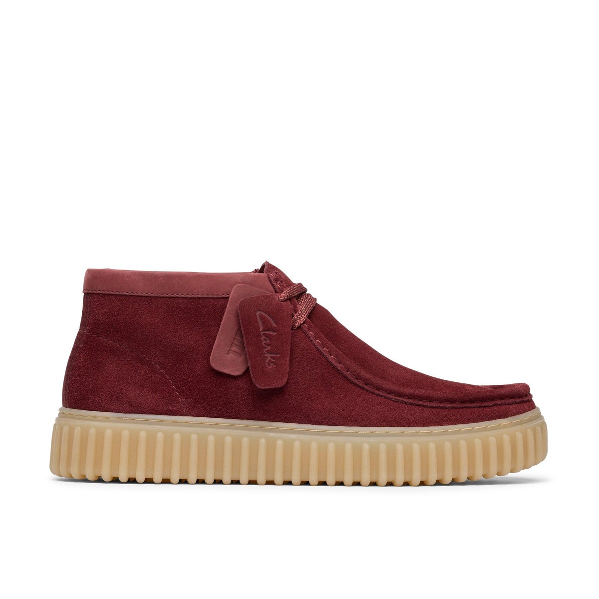 Clarks Mens Torhill Hi Red Suede Casual Boots Shoes | eBay