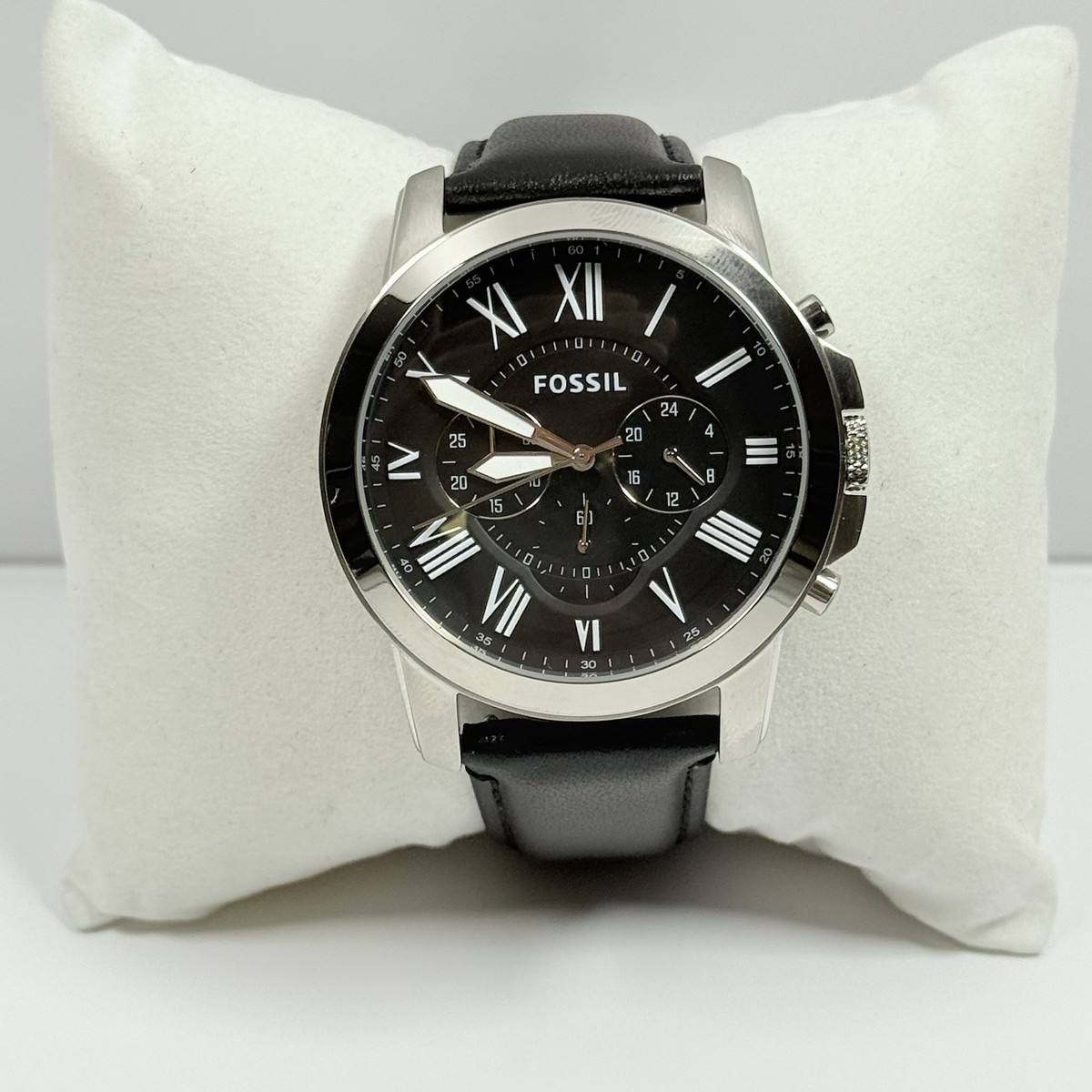 FOSSIL GRANT FS4812 Chronograph Black Dial Black Leather Strap Men’s Watch