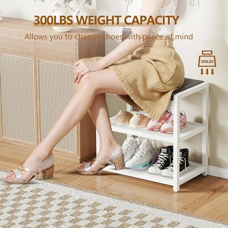 Banco de sapatos confortável com almofada destacável rack de armazenamento forte entrada novo - Imagem 4 de 4