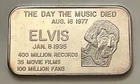 Rare Vintage Elvis “The Day The Music Died” 1 T-Oz .999 Silver Bar  Serial #046