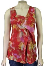NWT Ann Taylor LOFT Orange Poppy print cascade women's Blouse Top Sz XSP, SP, S