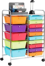 GOFLAME 15-Drawer Rolling Storage Cart, Multipurpose Movable Organizer, Utility
