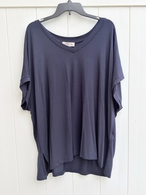 NWT Philosophy Woman's 3X Short Sleeve Viscose Spandex Tunic T Shirt Navy Blue