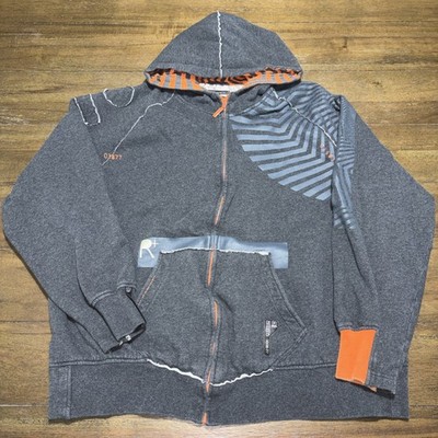 Rocawear Full Zip Sweatshirt Adult 3XL Hooded Tech Charcoal Gray Orange Jay-Z