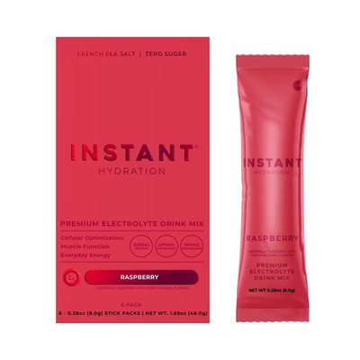 Instant Hydration Sugar Free Electrolyte Powder, Raspberry, 6 Sticks