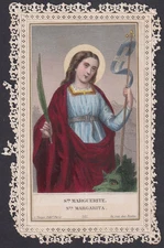Holy card antique canivet de Sta Margarita santino image pieuses estampa