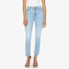 New MOTHER The Pixie Dazzler Jeans in Ivy League Combo Light Wash Denim Blue 29