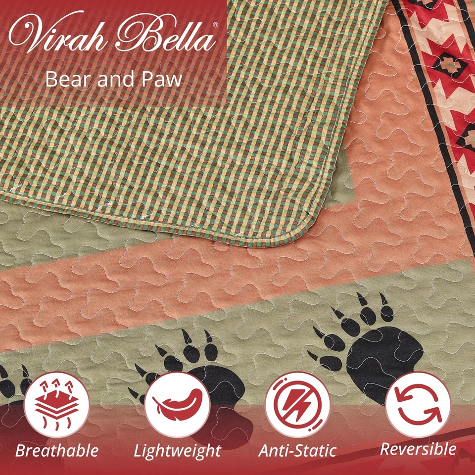 Virah Bella - Bear and Paw - Lightweight Reversible Quilt w/ Pillow Sham(s) - Image 2 of 4
