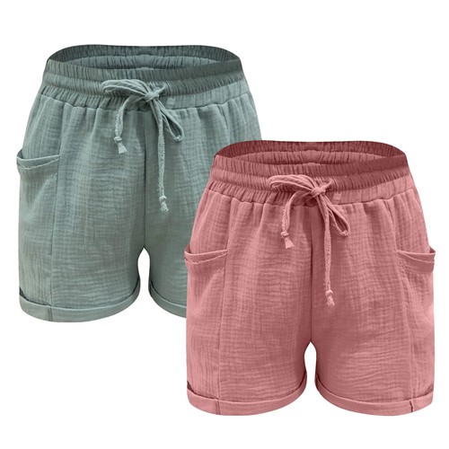 Ladies Drawstring Linen Shorts Womens Summer Longer Half Pants Casual knicker - Picture 6 of 22