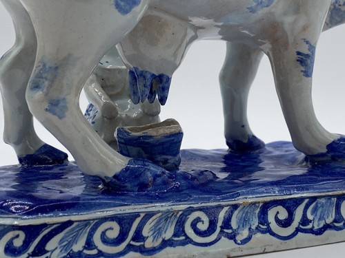 SUPERB LATE 18thc DUTCH DELFT FAIENCE POTTERY COW & MAID BY De Grieksche A - Picture 10 of 21