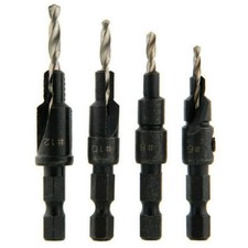 COUNTERSINK AND SCREW SET 4PCS PILOT DRILL BITS COUNTER SINK SCREW SINK NEW