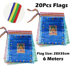 20Pc Tibetan Buddhist Prayer Flags Outdoor Meditation Five Elements 11x14 Inches