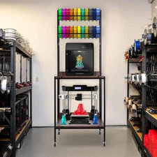 Heavy Duty Mobile 3D Printer Stand W/ Double Layer Filament Storage Rack+Wheels