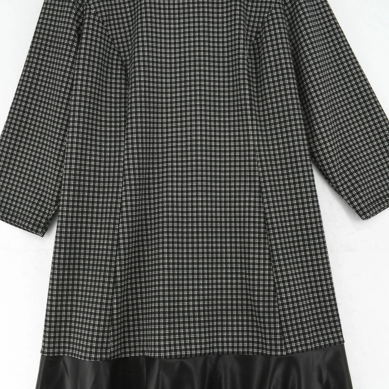 Mini abito Michael Kors donna plus nero a quadretti finta pelle manica a 3 4 shift 2X