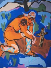 Pierre AMBROGIANI : Visite tragique, Lithographie originale signée