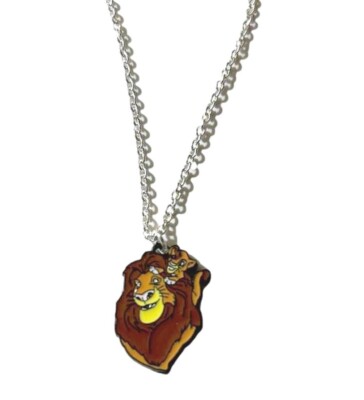 Lion King Simba And Mufasa Characters Enamel Metal Pendant Necklace
