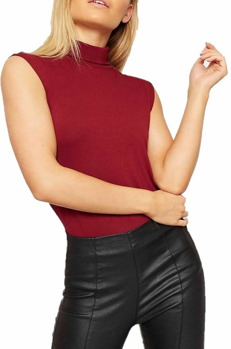 sleeveless polo neck top ladies