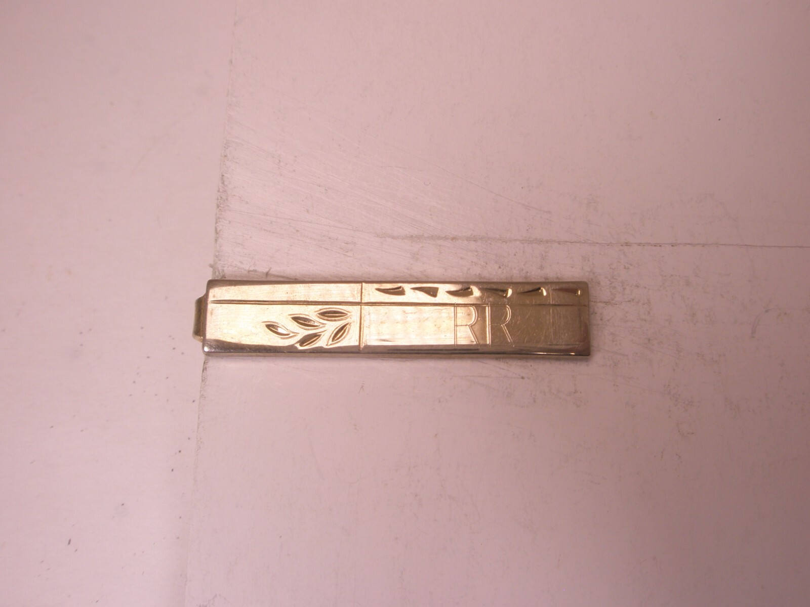 Vintage RR Monogram Initial Letter Small Tie Bar Clip