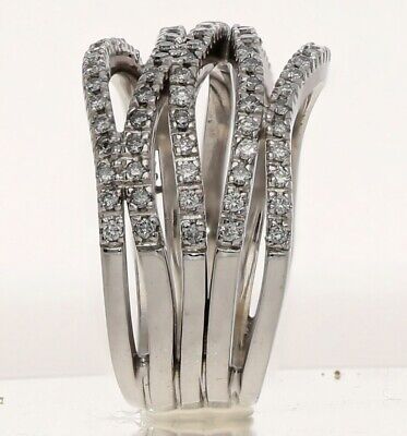 52CT H Color Diamond 5 Row Wave Ring 18K WG Size 5 | eBay 52CT H Color Diamond 5 Row Wave Ring 18K WG Size 5 | eBay
