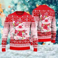 Lovely Pig Reindeer 3D Ugly Christmas Sweater, Merry Pigmas Christmas Sweatshirt