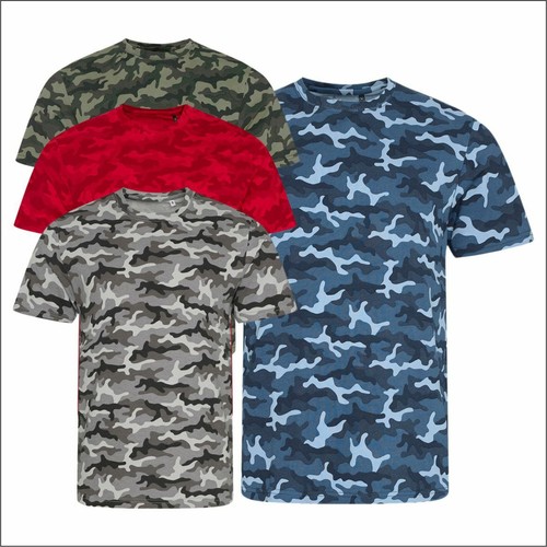AWDis Men's Camo TShirt Army Print Cotton Camouflage Tee Shirt Casual Fashion T eBay