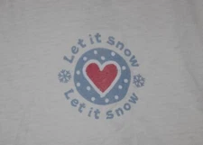 Large Women's Life is Good Let It Snow Heart White LS "RELAXED FIT" Crusher Tee