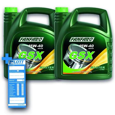 2x 5L Fanfaro GSX Motoröl 15W-40 15W40 API SG/CD Motorenöl Universal-Motoröl Öl