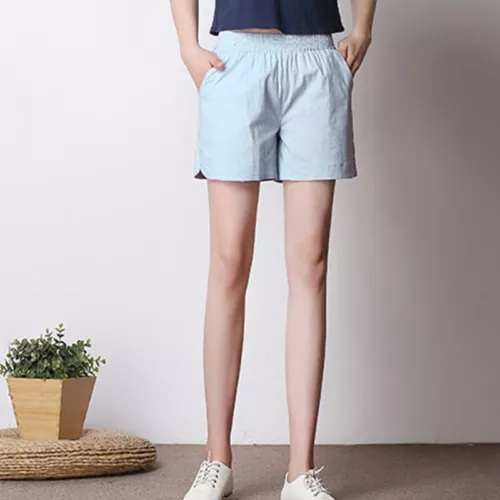 Summer Women's Casual Linen Shorts Trunks Ladies Elastic Waist Beach Short Pants - Picture 11 of 40