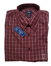 Dockers Mens L 16-16.5 Long Sleeve Performance Shirt, Burgundy, NWT